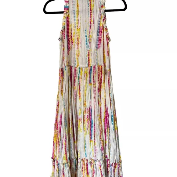 Black Tape Cotton Printed Tiered Colorful Halter Keyhole Dress S - Picture 4 of 9